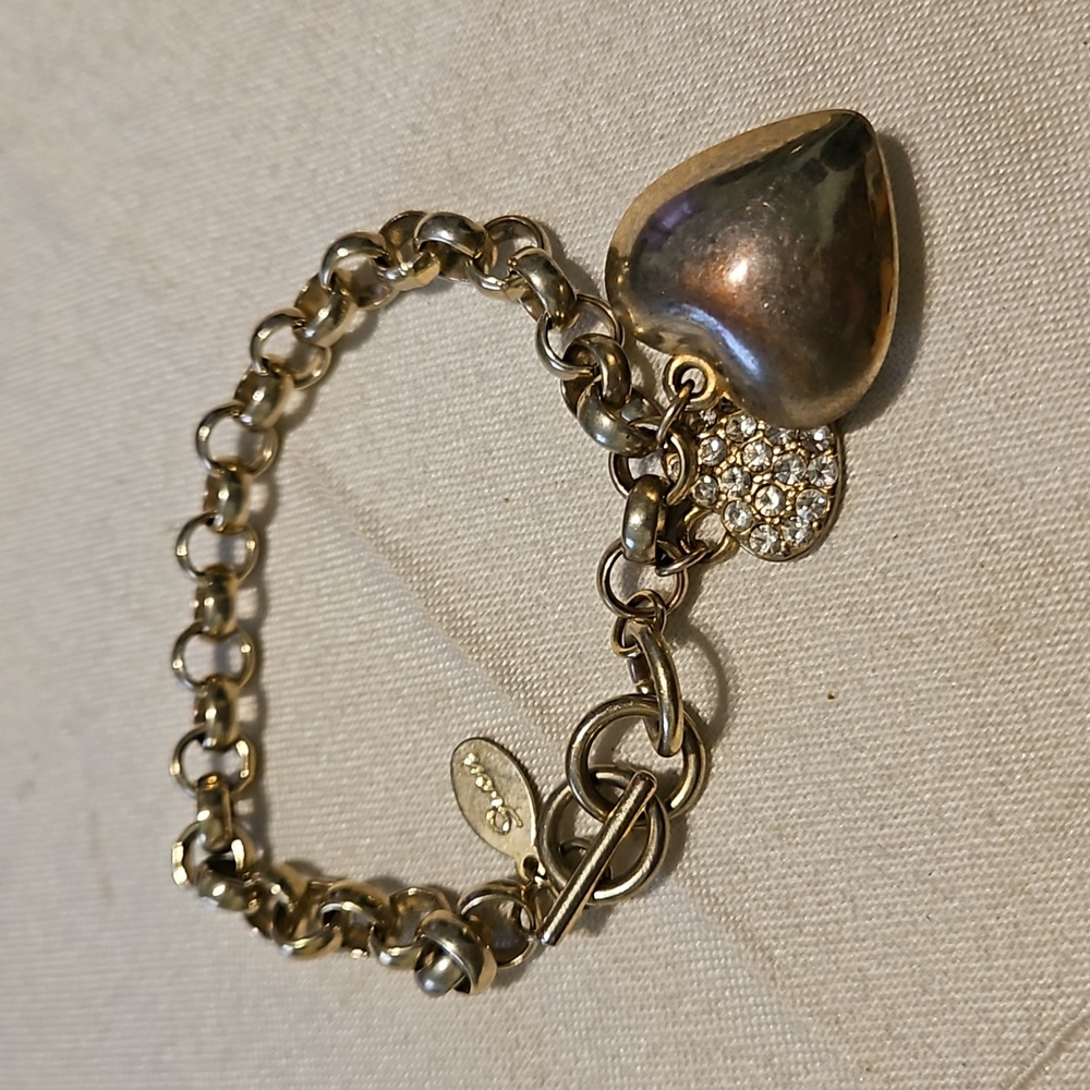 Suen Silver Tone Chain Heart Charm Bracelet